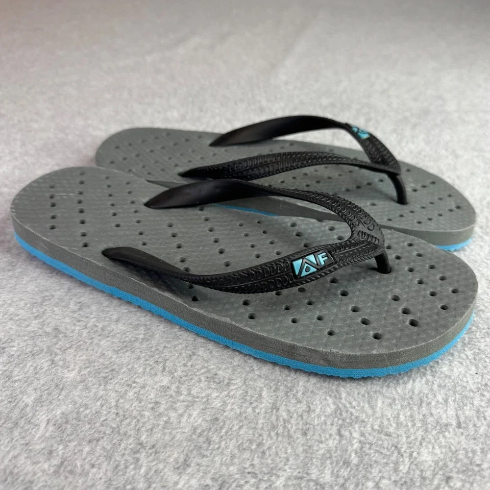Aqua Flops Flip Flops Mens Size‎ 7/8 Shower Shoes Grey Blue Thong Sandals